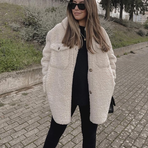 Mango Jackets & Blazers - MANGO oversized faux shearling jacket blogger zara competitor brand